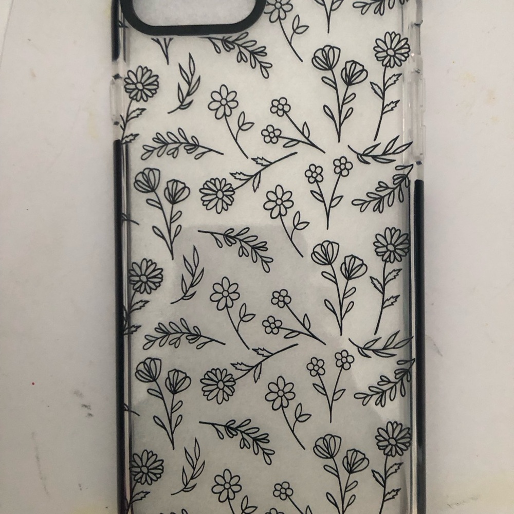 Floral Pattern Phone Case - Black and White